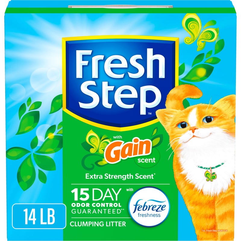 Fresh Step Clumping Litter With Febreze Freshness Gain Original Scent, Low-Dust Formula With Ammonia Block Technology, 14 lb. Box - Image 1